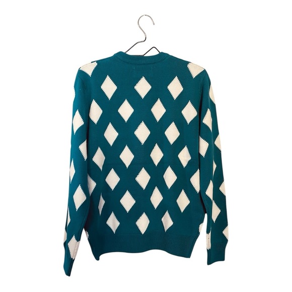 Bogey Boys Teal and White Argyle Sweater Diamond Golf Top Men’s Size Small NEW - Picture 2 of 7